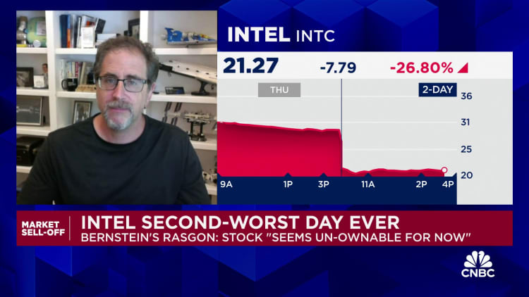 Intel heads for worst day on Wall Street in 50 years